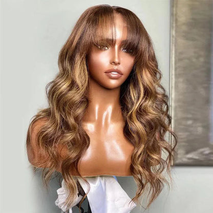 glueless human hair wigs p4/27 color, full machine made
