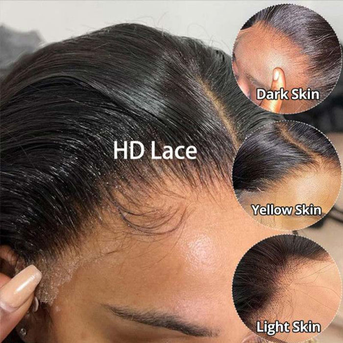 QVR Glueless 13x4 HD Lace Frontal Wig Deep Wave Invisible HD Lace Human Hair Wigs
