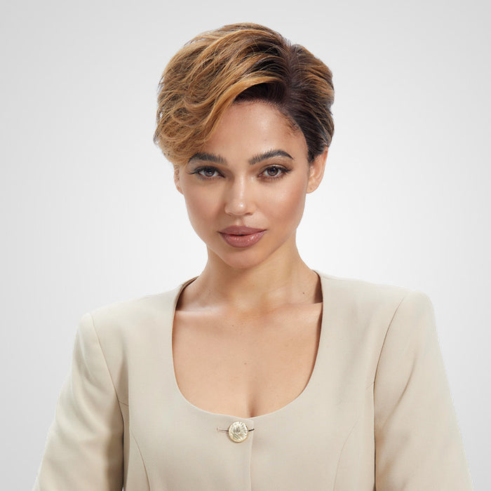 100 human hair pixie cut wigs with natural l part lace