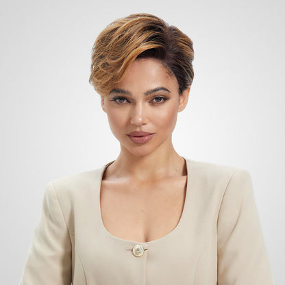 100 human hair pixie cut wigs with natural l part lace