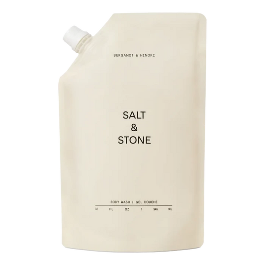 Salt & Stone Bergamot & Hinoki kroppsvask refill i beige påse