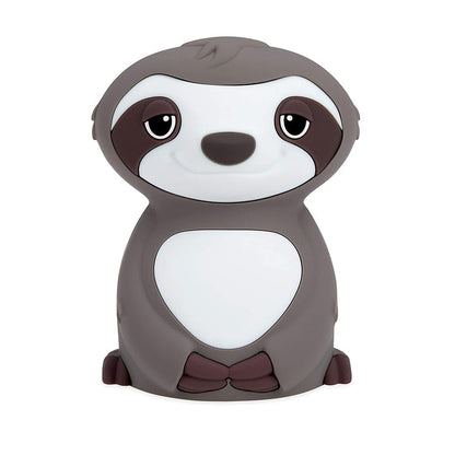 The Silicone Nightlight is a cute, cartoon-style sloth-shaped lamp for kids, with a gray and white body, dark eye patches, a small smile, and a simple rounded design.