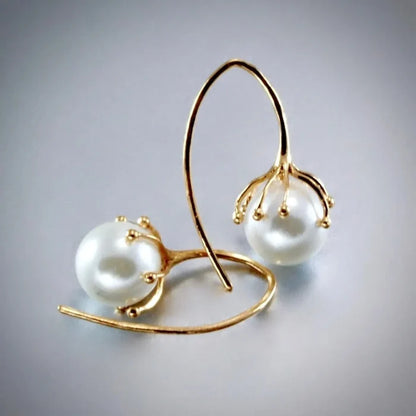 "Selena" - Pearl Bridal Earrings - Available in Rose Gold, Silver and Yellow Gold