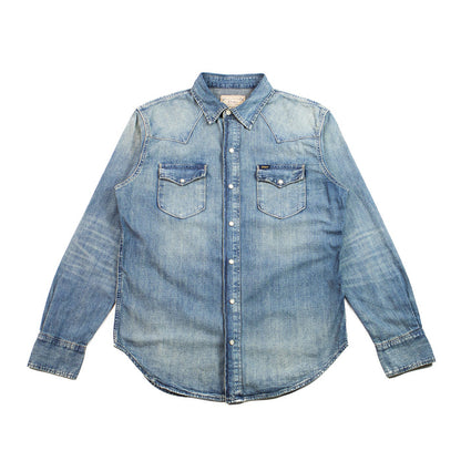 Slub Denim Western Shirt (Blue)