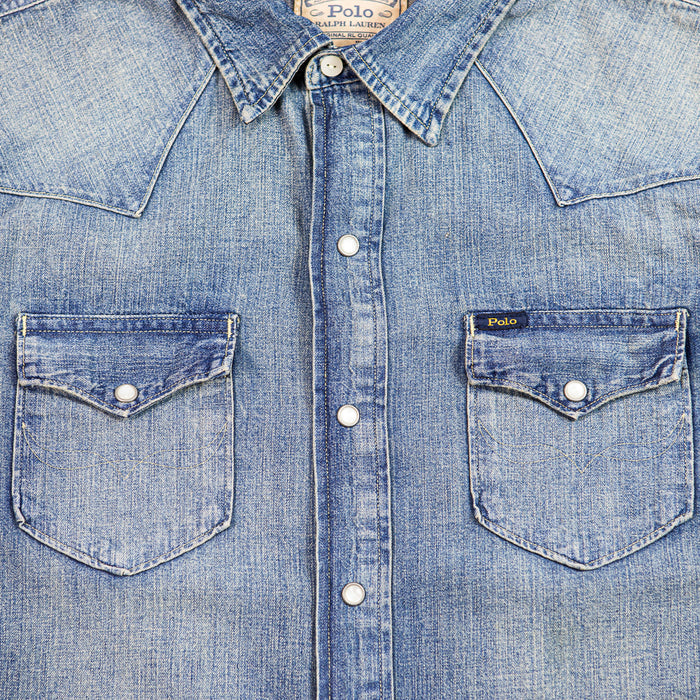 Slub Denim Western Shirt (Blue)