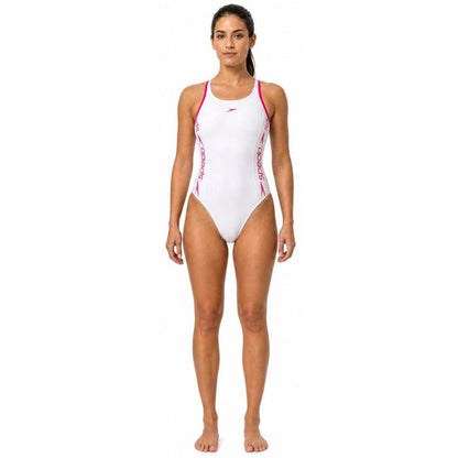 SPEEDO ASIA FIT WOMENS SUPERIORITY MUSCLE BACK (WITH BRA PAD)-Swimwear-Speedo Malaysia-WHITE/PINK-8-059027494-Speedo Malaysia Online