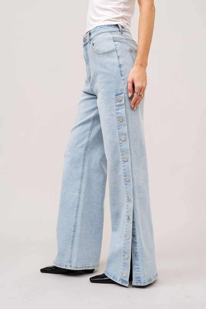 Stevie Wide Leg Mid Rise Denim