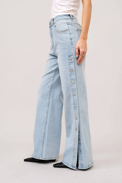 Stevie Wide Leg Mid Rise Denim