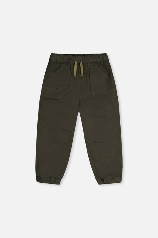 Stretch Canvas Jogger Pants Very Dark Green-0