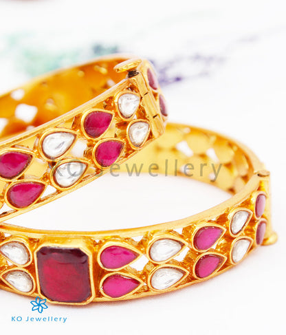 The Ada Silver Polki Bracelet (Red/Size 2.4)