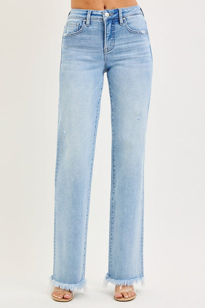 Tummy Control High Rise Long Straight Jeans