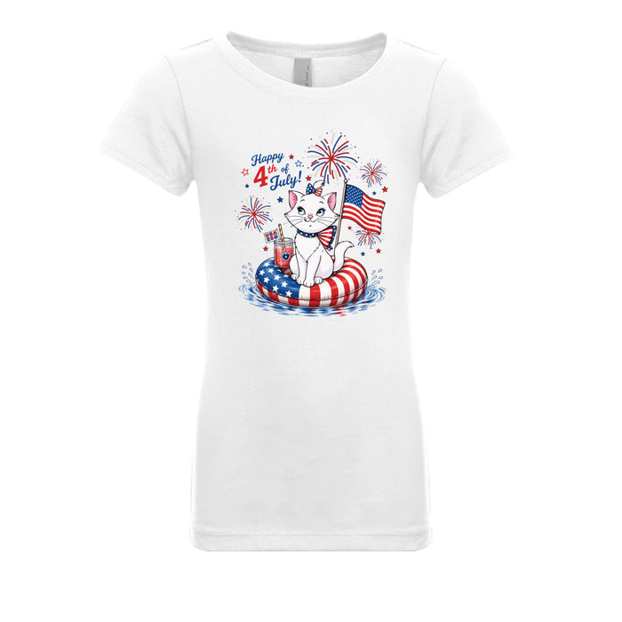 White - N3710 - FRONT USA 250 Cat Girls Tee