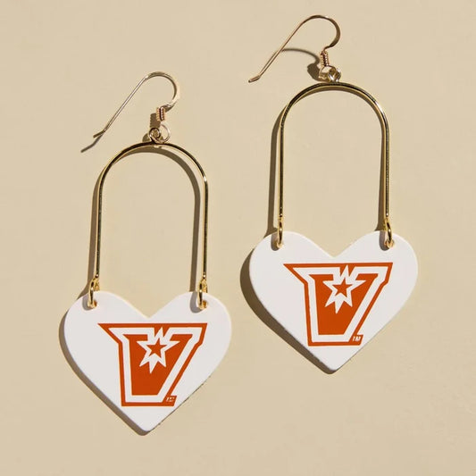 White UTRGV Heartthrob Earrings